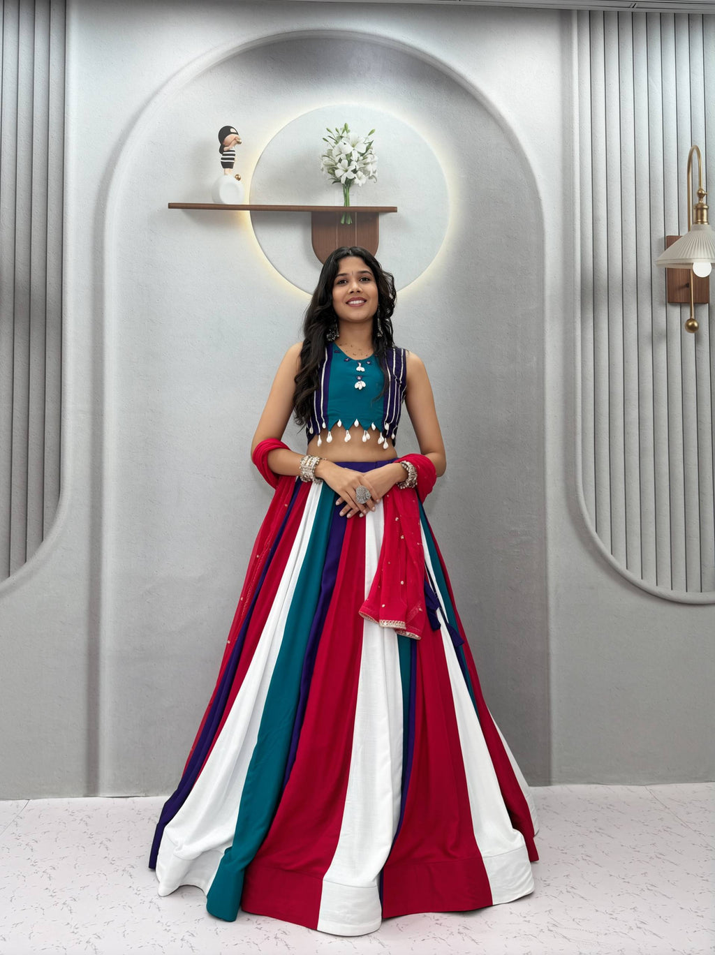 Aadhyani Pure Cotton Mirror Work Lehenga Choli