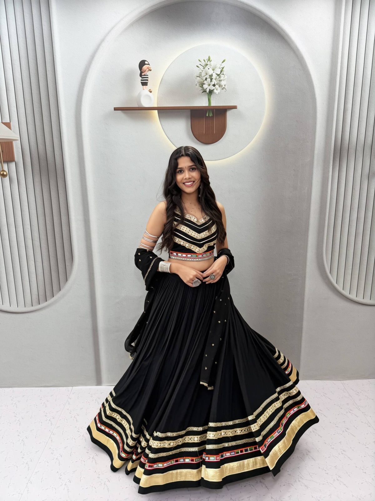 Nandini Pure Cotton Gamthi Mirror Lehenga Choli