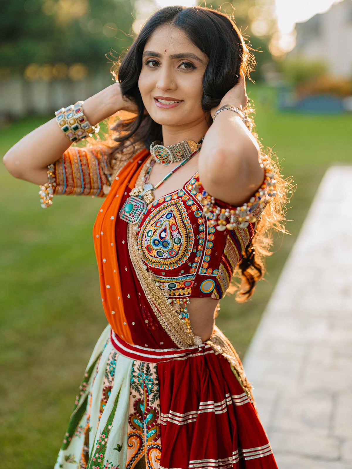 NAZISH MIRROR WORK LEHENGA CHOLI