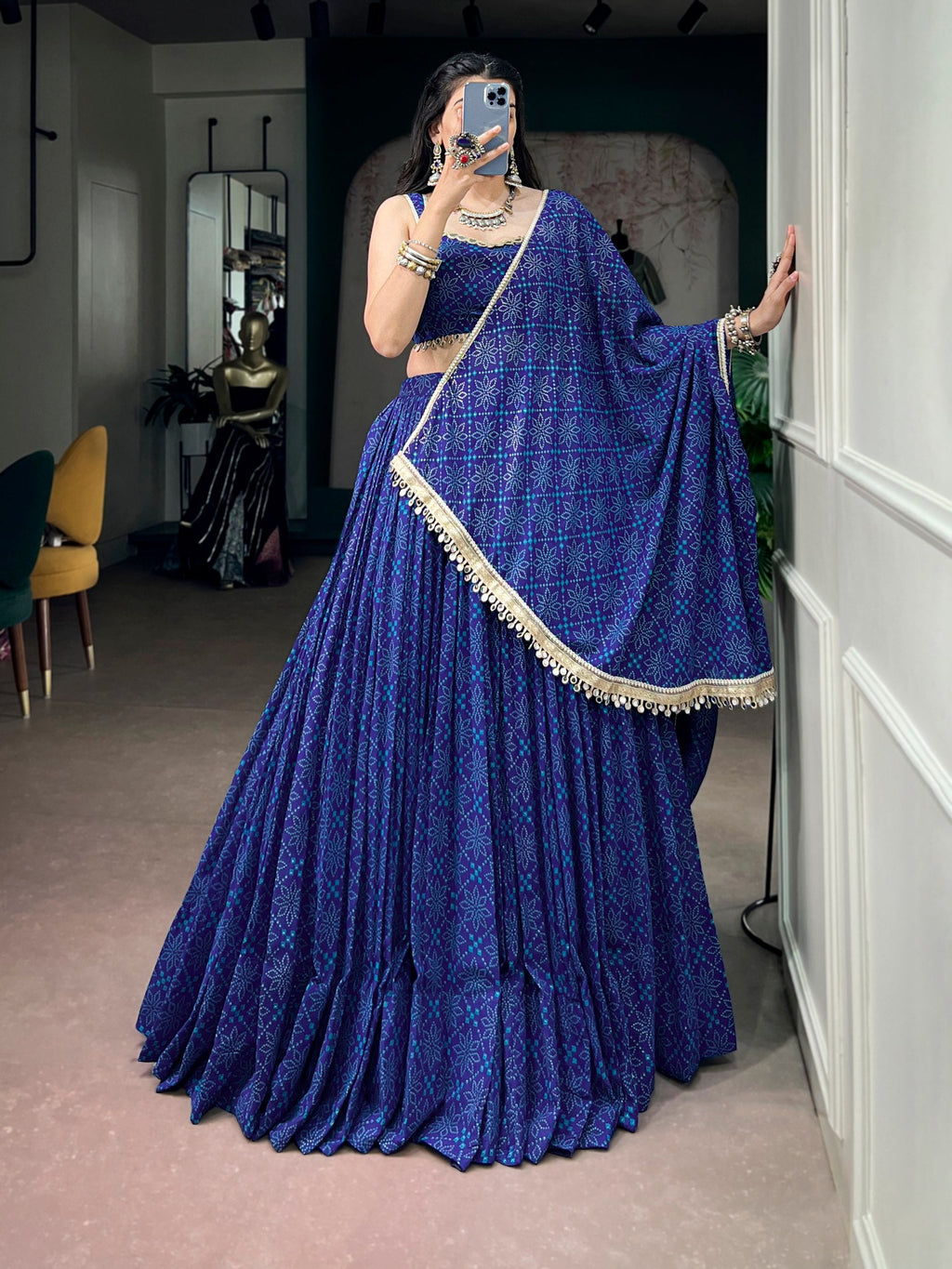 Anaya Royal Blue Georgette Lehenga