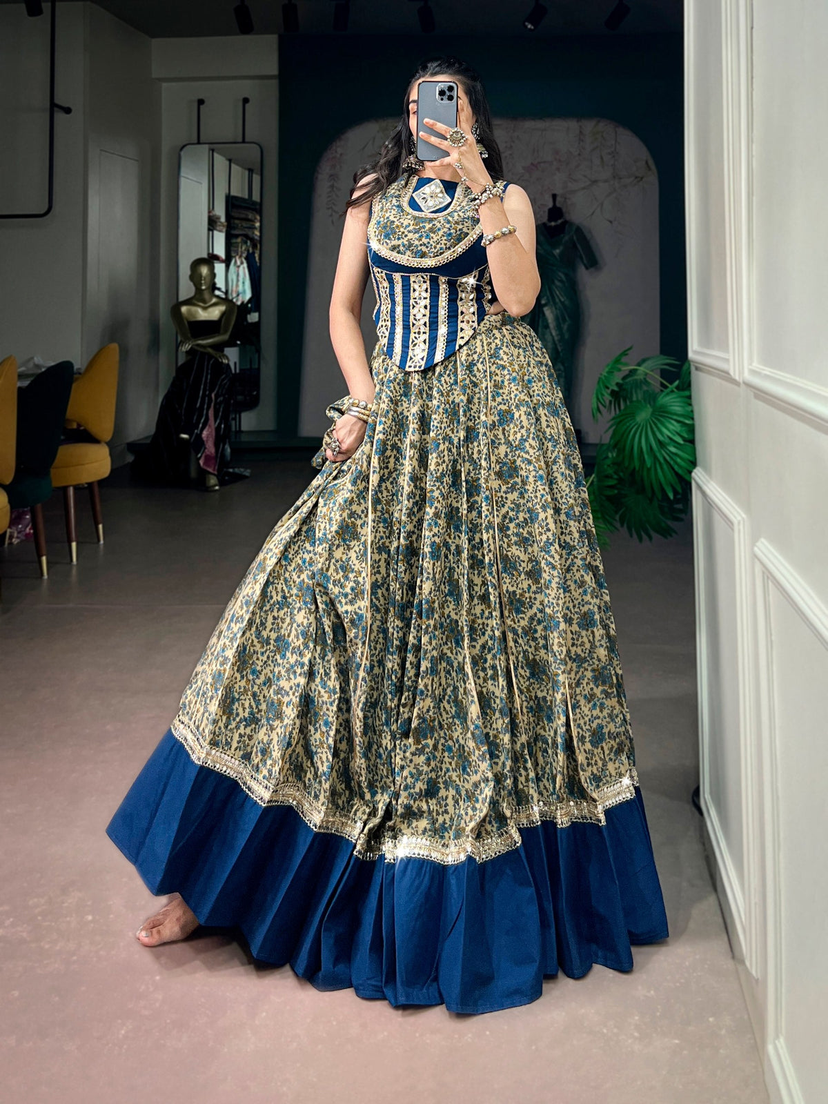 Siya Polyester Viscose Chanderi Lehenga