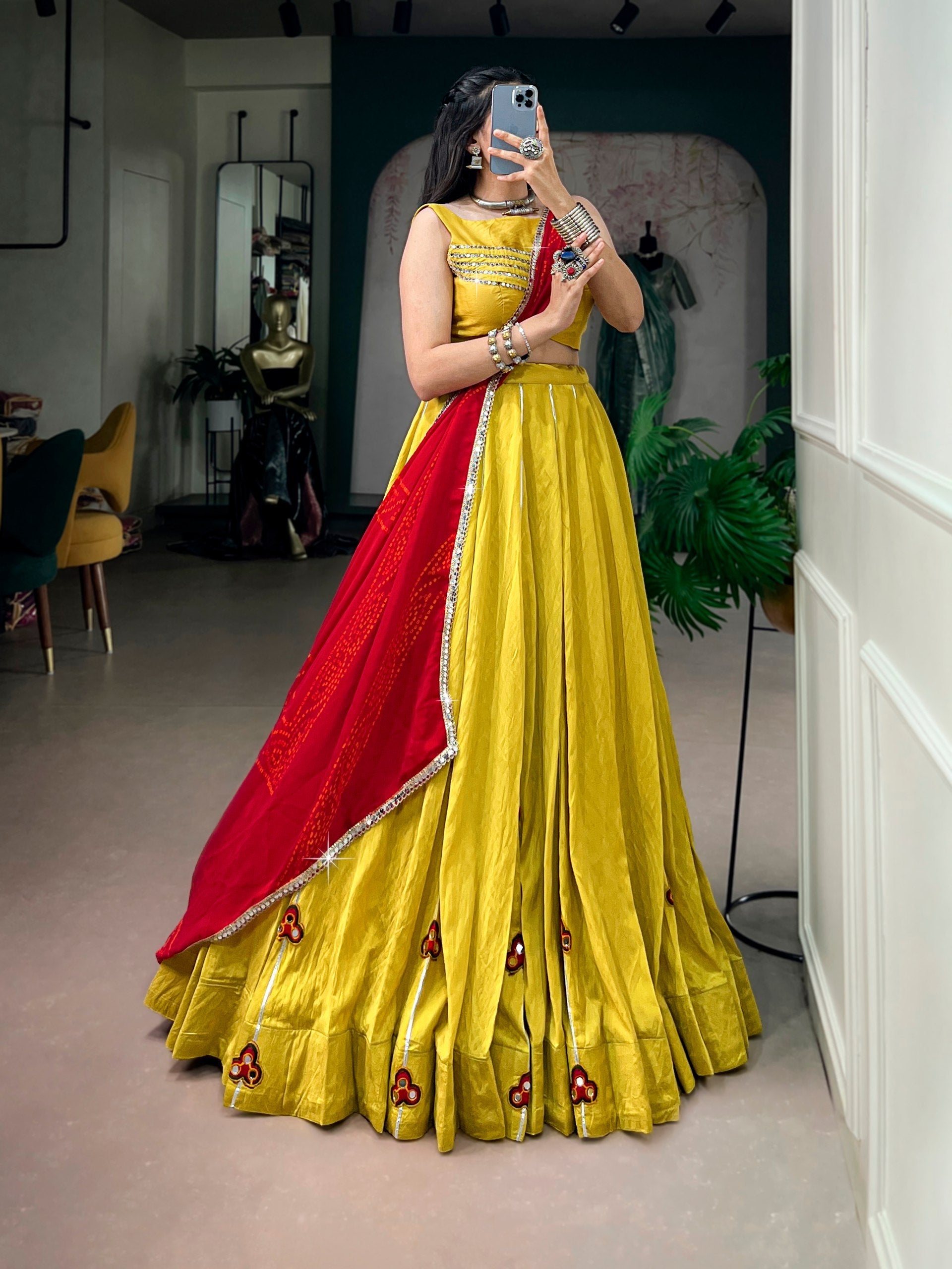 Nandini Chanderi Mirror Gamthi Lehenga Choli