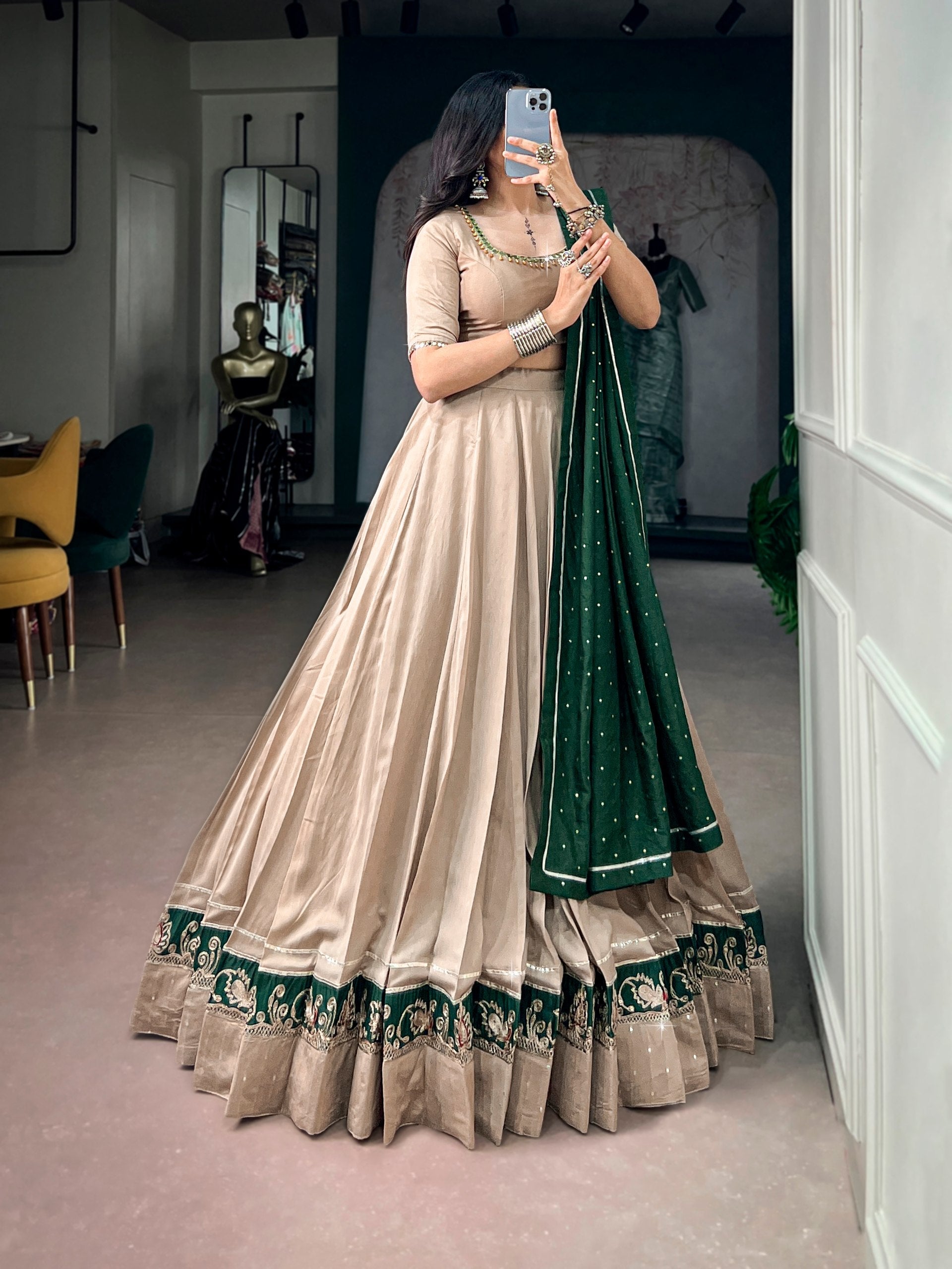 Mahika Chanderi Ghughri Mirror Lehenga Choli