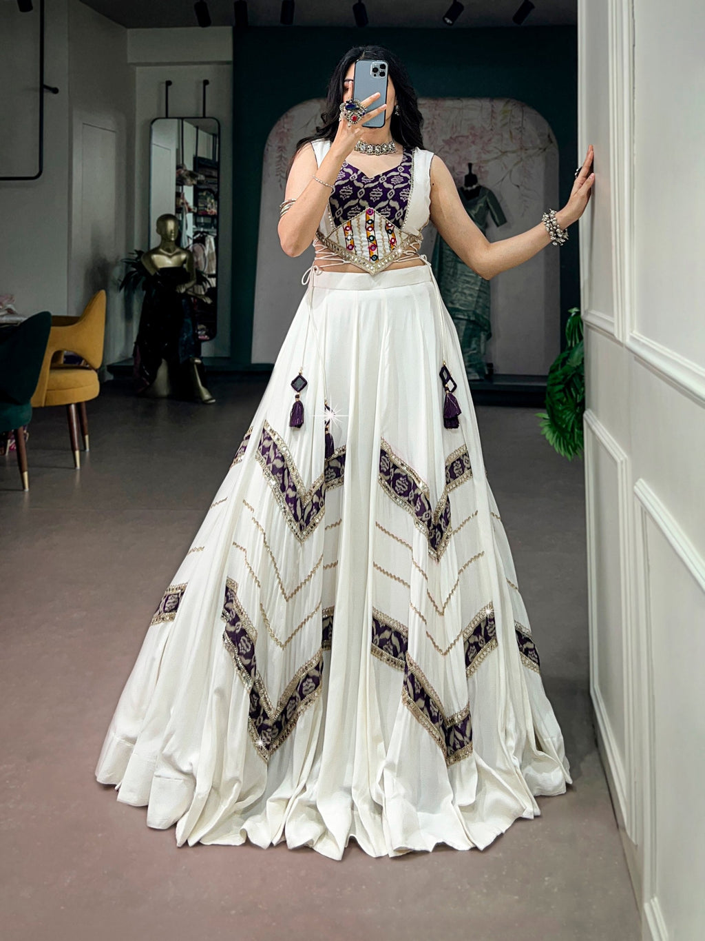 Prisha Rayon Gamthi Mirror Lehenga Choli