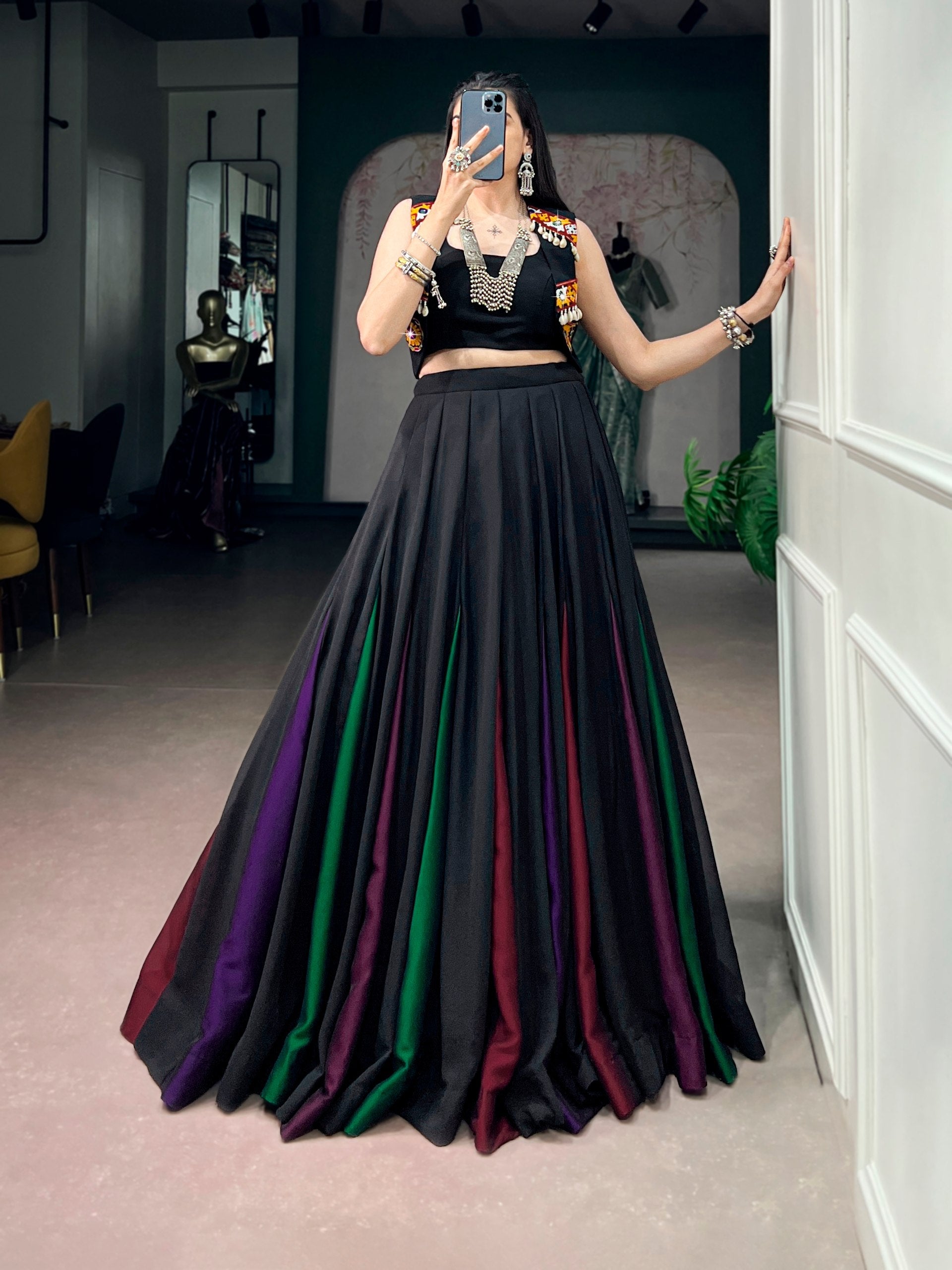Tanisha Black Georgette Gamthi Lehenga Choli