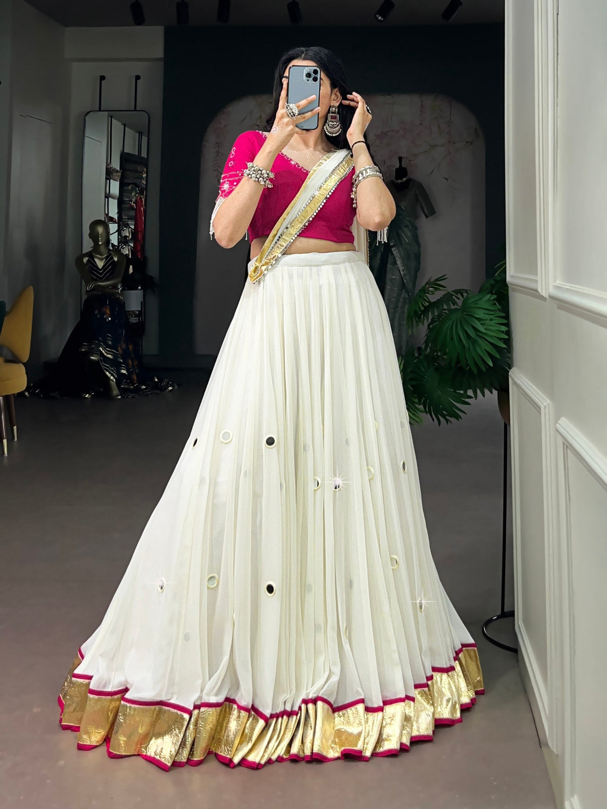 Anushka Rayon Mirror Work Lehenga Choli