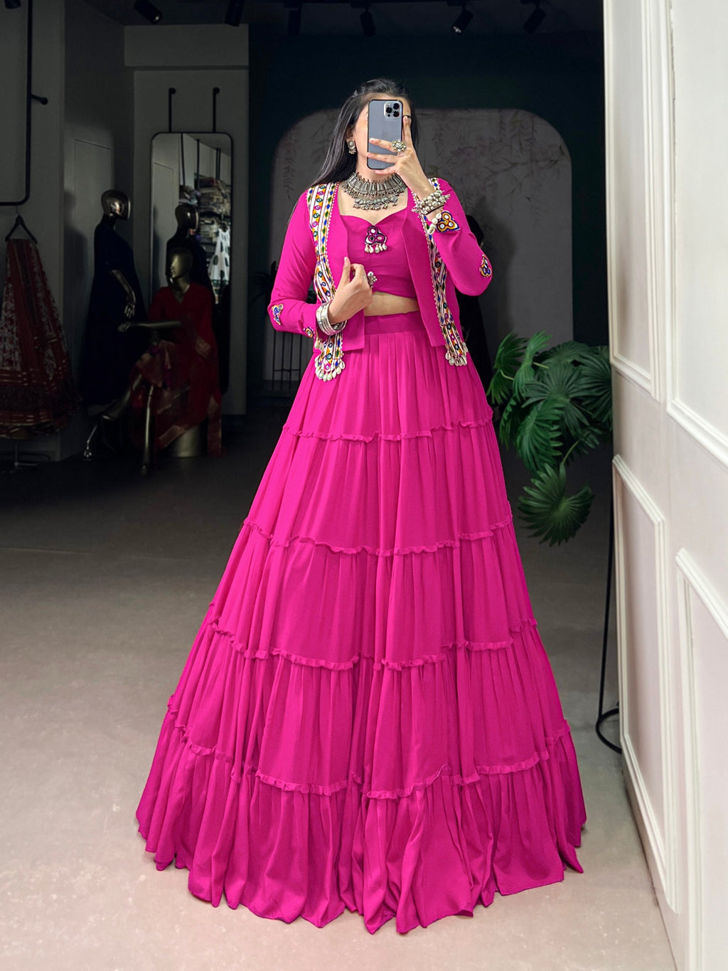 Saanvi Rayon Gamthi Mirror Lehenga Choli