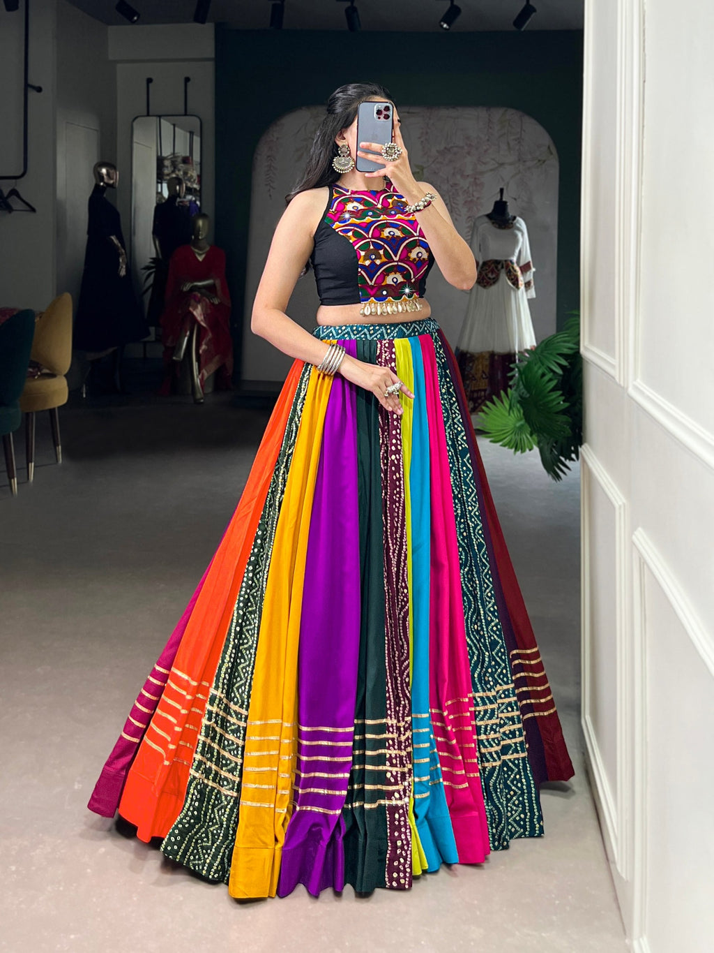 Pihu Rayon Printed Gota Patti Lehenga Choli