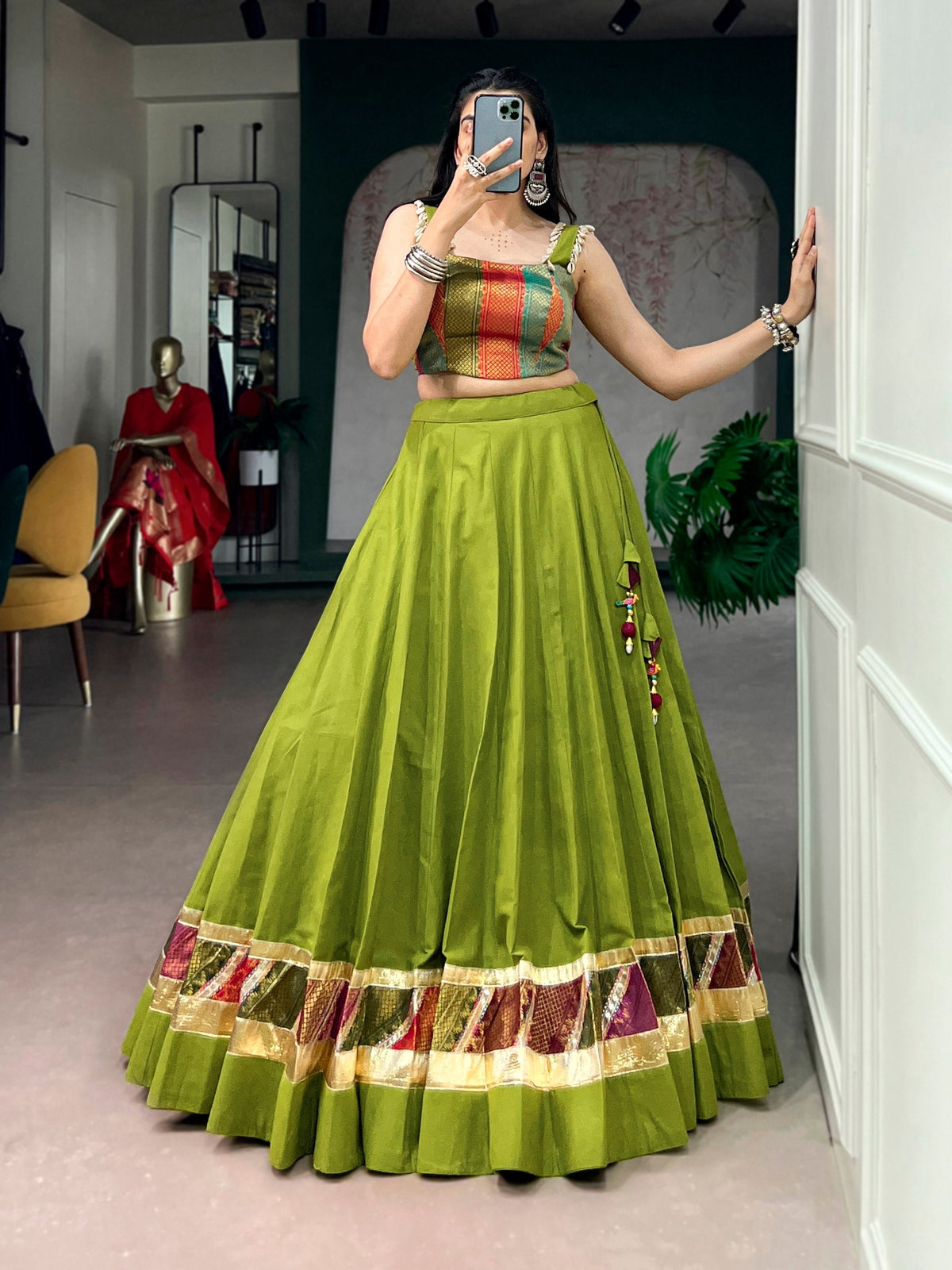 Anvika Cotton Zari Weaving Lehenga Choli