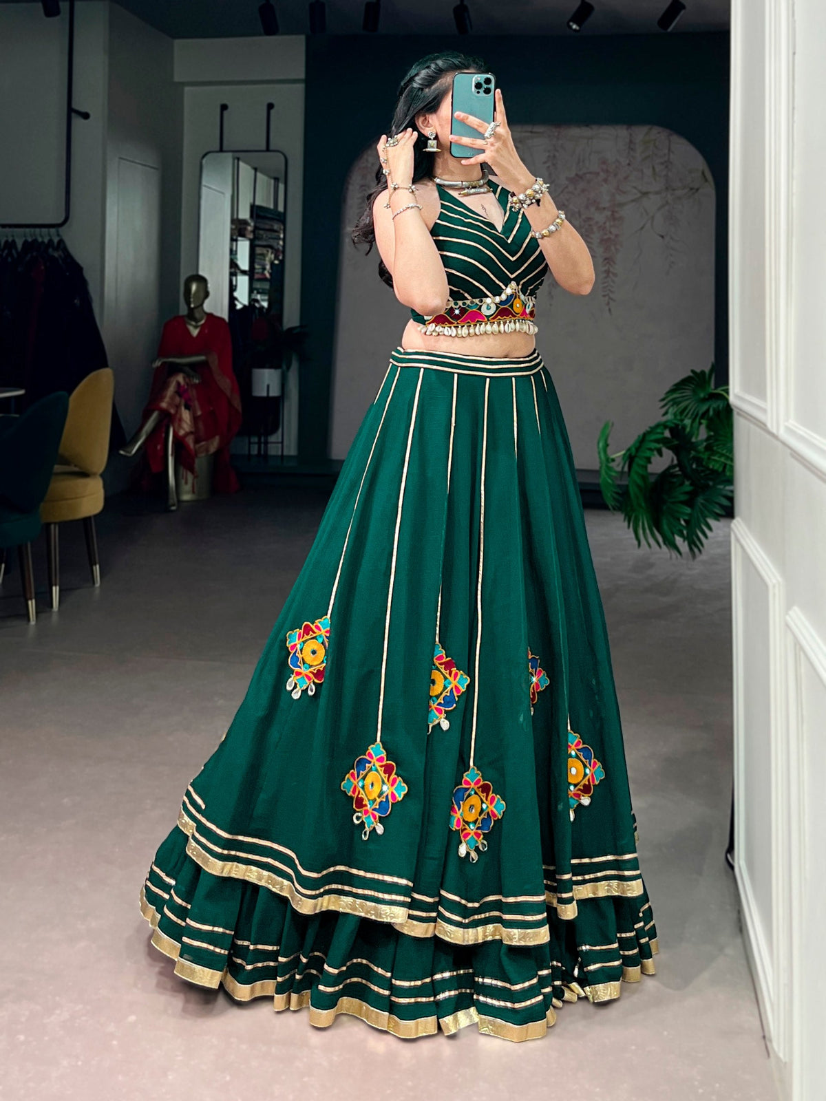 Sharanya Gamthi Mirror Work Lehenga Choli