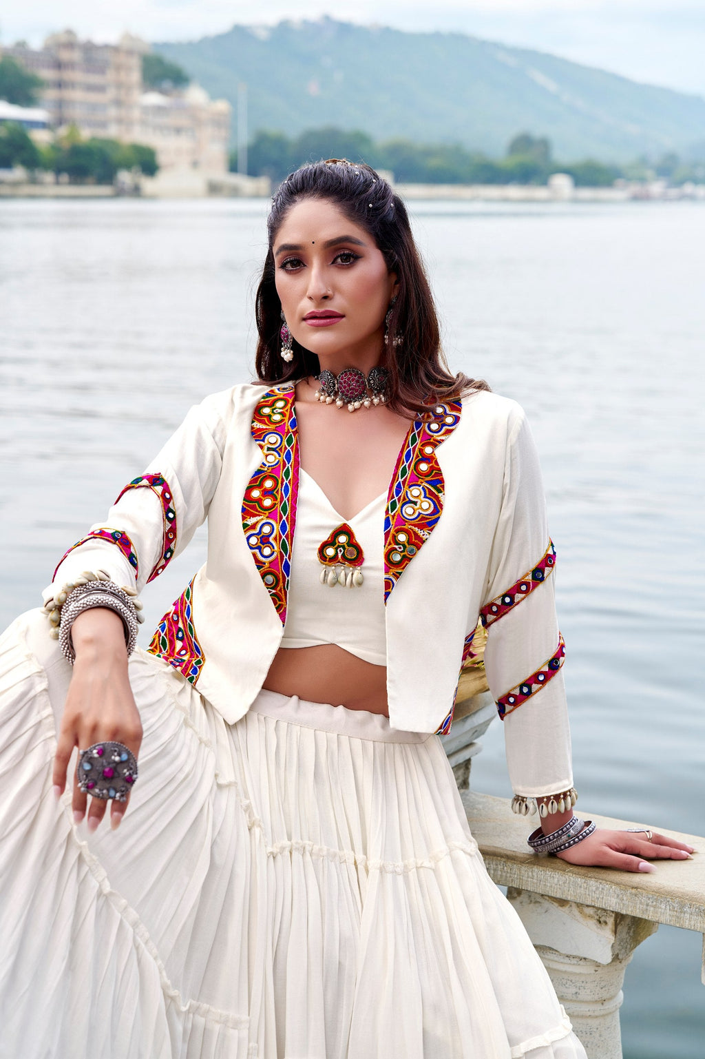 Lavanya Rayon Gamthi Mirror Jacket Lehenga Choli