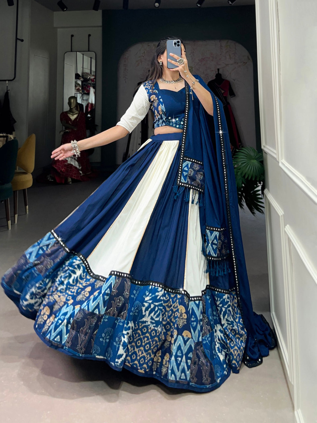 Arohi Rayon Mirror Lace Lehenga Choli