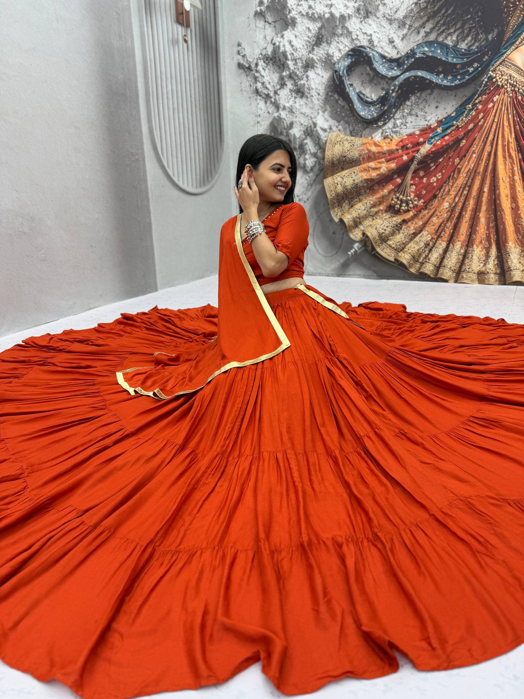 Niyara Rayon Cotton Mirror Work Lehenga Choli