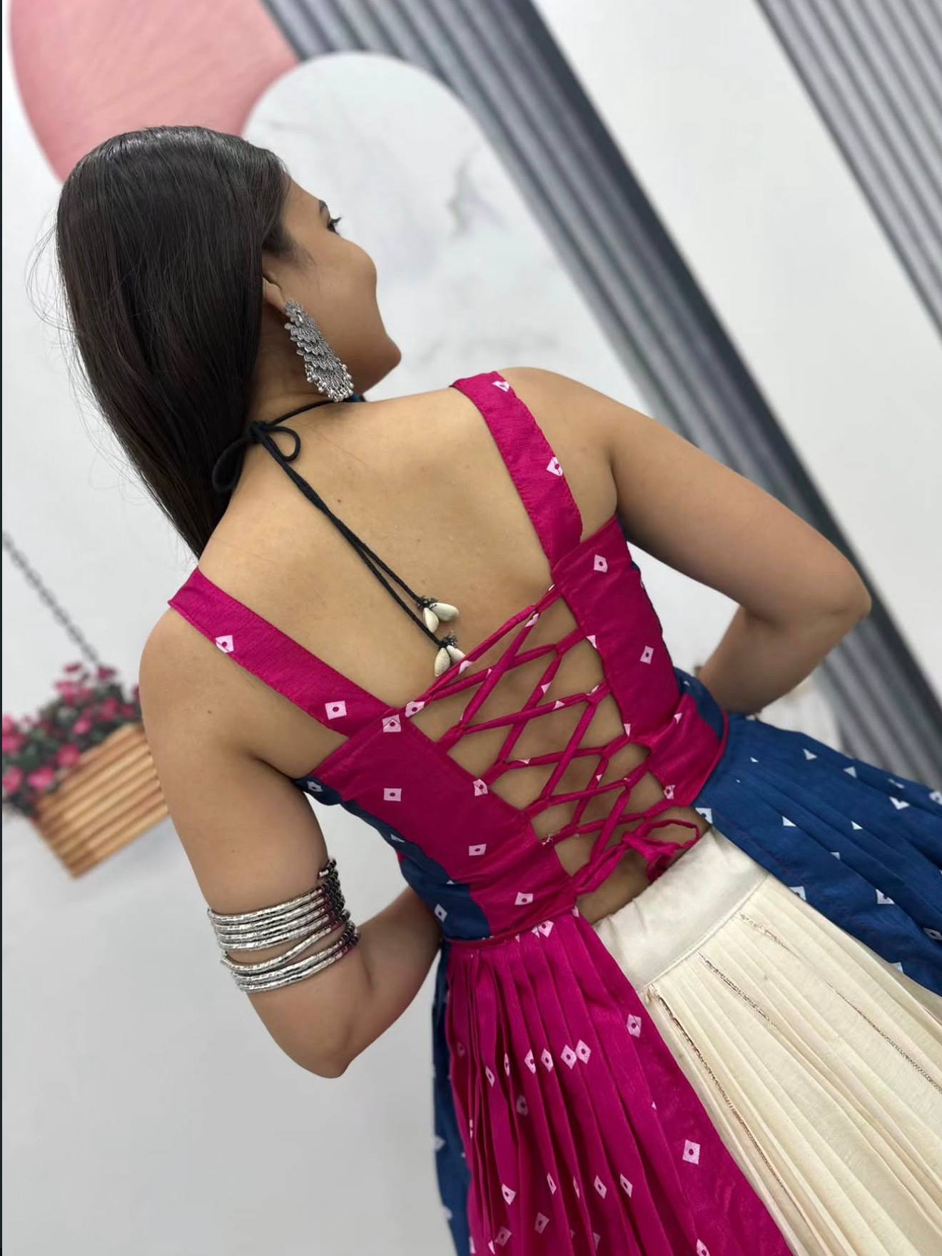 Amrita Bandhej Gamthi Mirror Lehenga Choli
