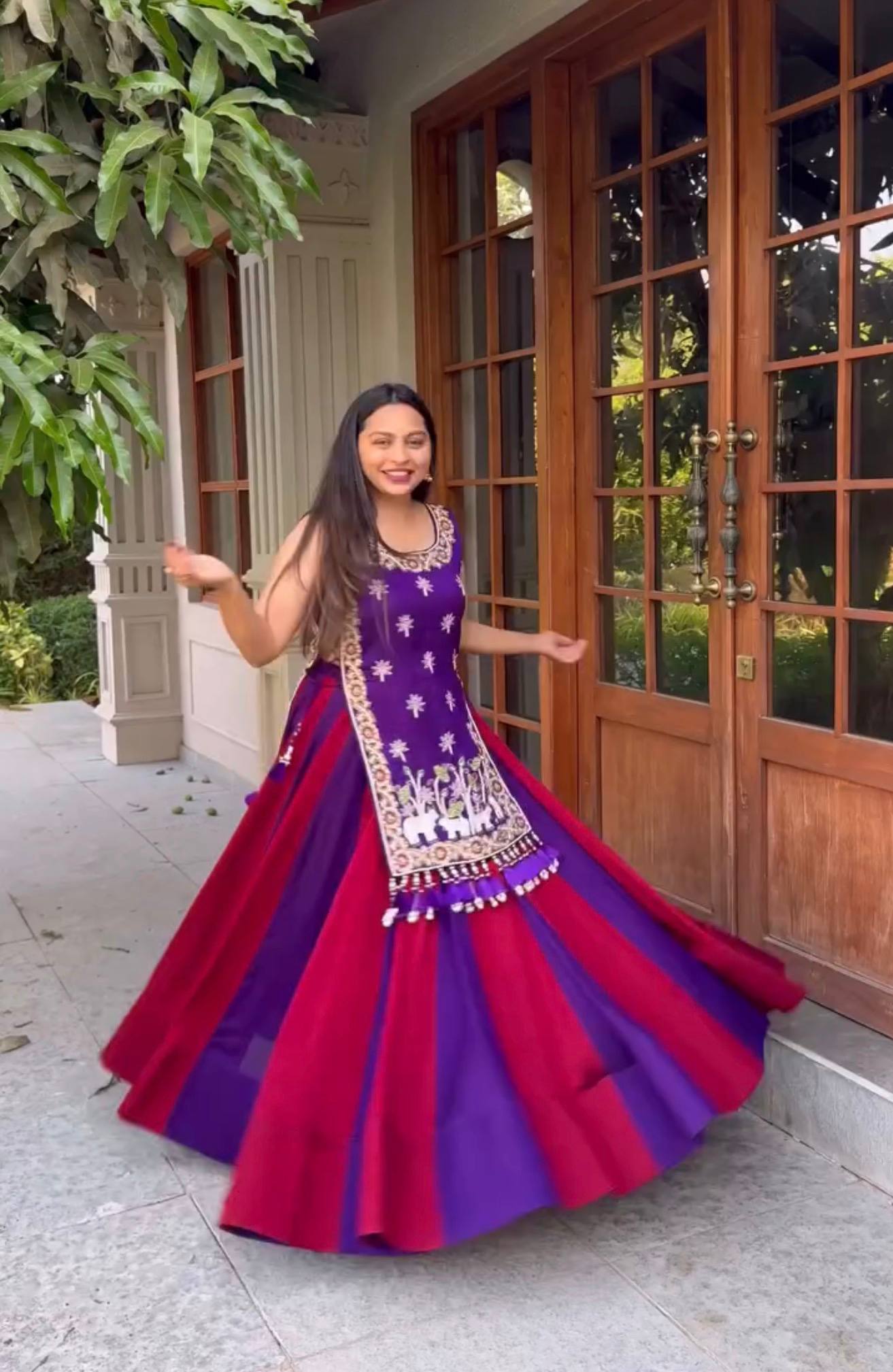 Reyanshi Vichitra Silk Heavy Thread Shrug Lehenga Choli