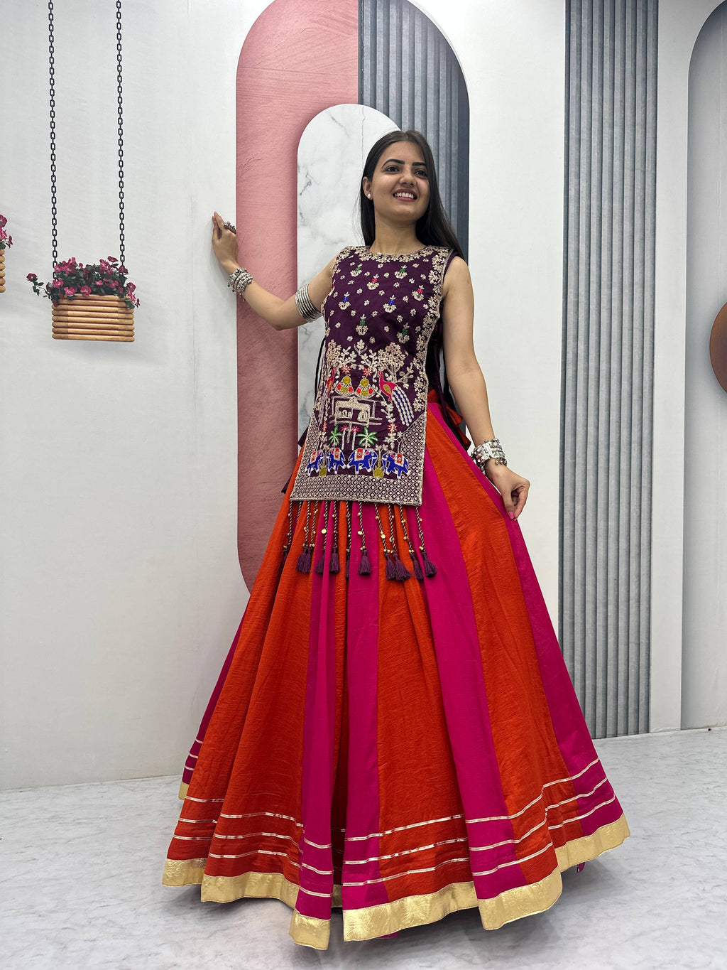 Sharvani Vichitra Silk Heavy Thread Shrug Lehenga Choli