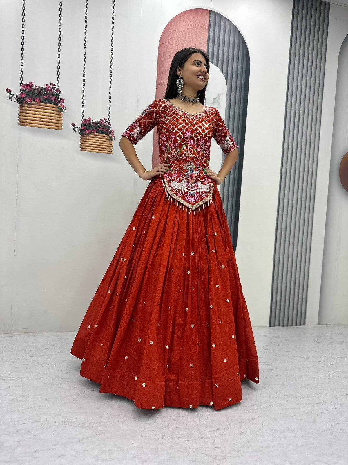 Aadhira Vichitra Silk Embroidery Sequin Lehenga Choli