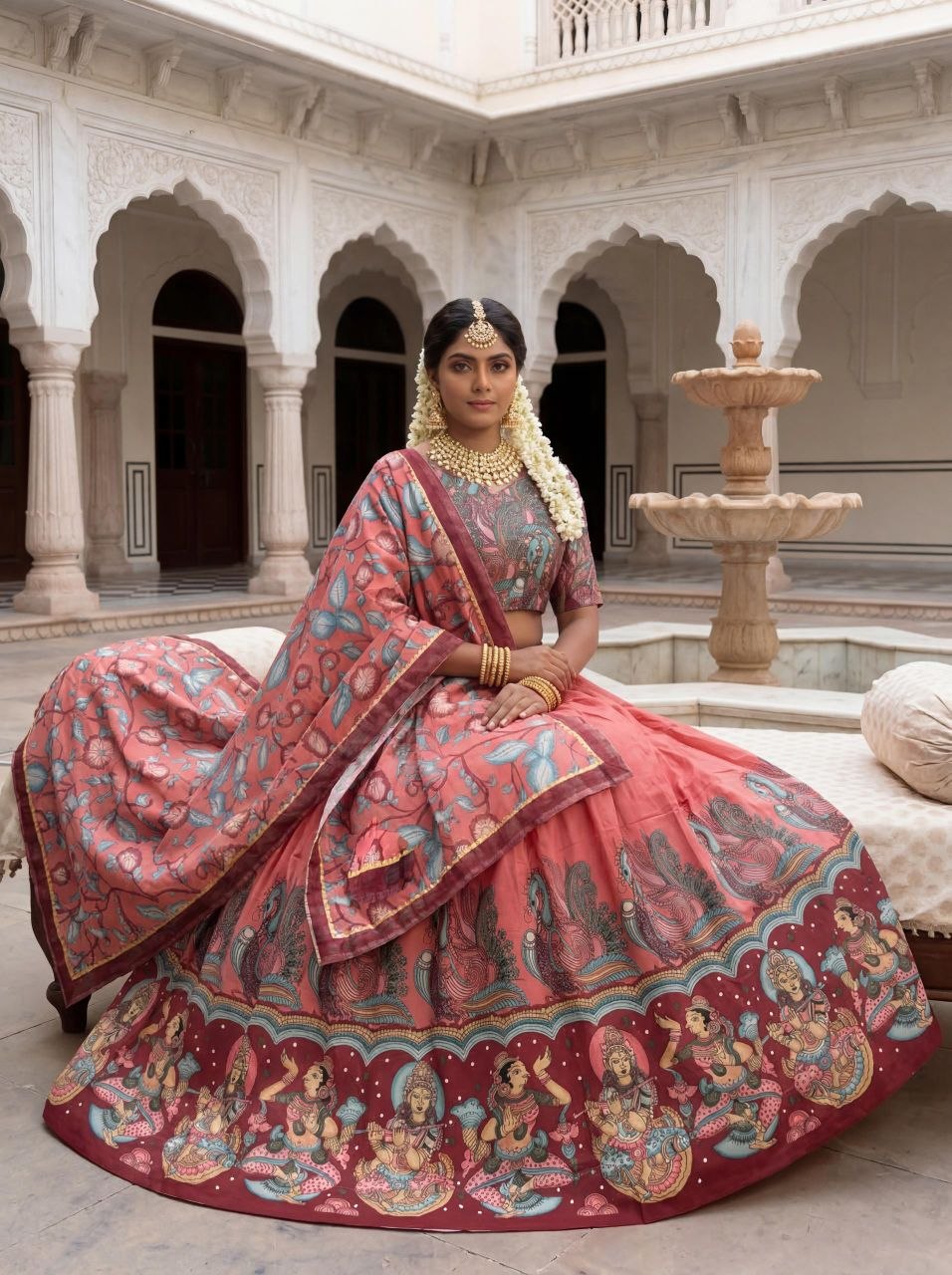 Aadhvika Chent Crep Kalamkari Lehenga Choli