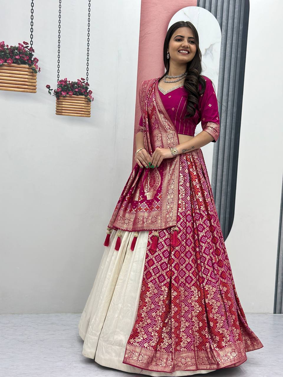 Anvisha Jacquard Saree Lehenga Choli