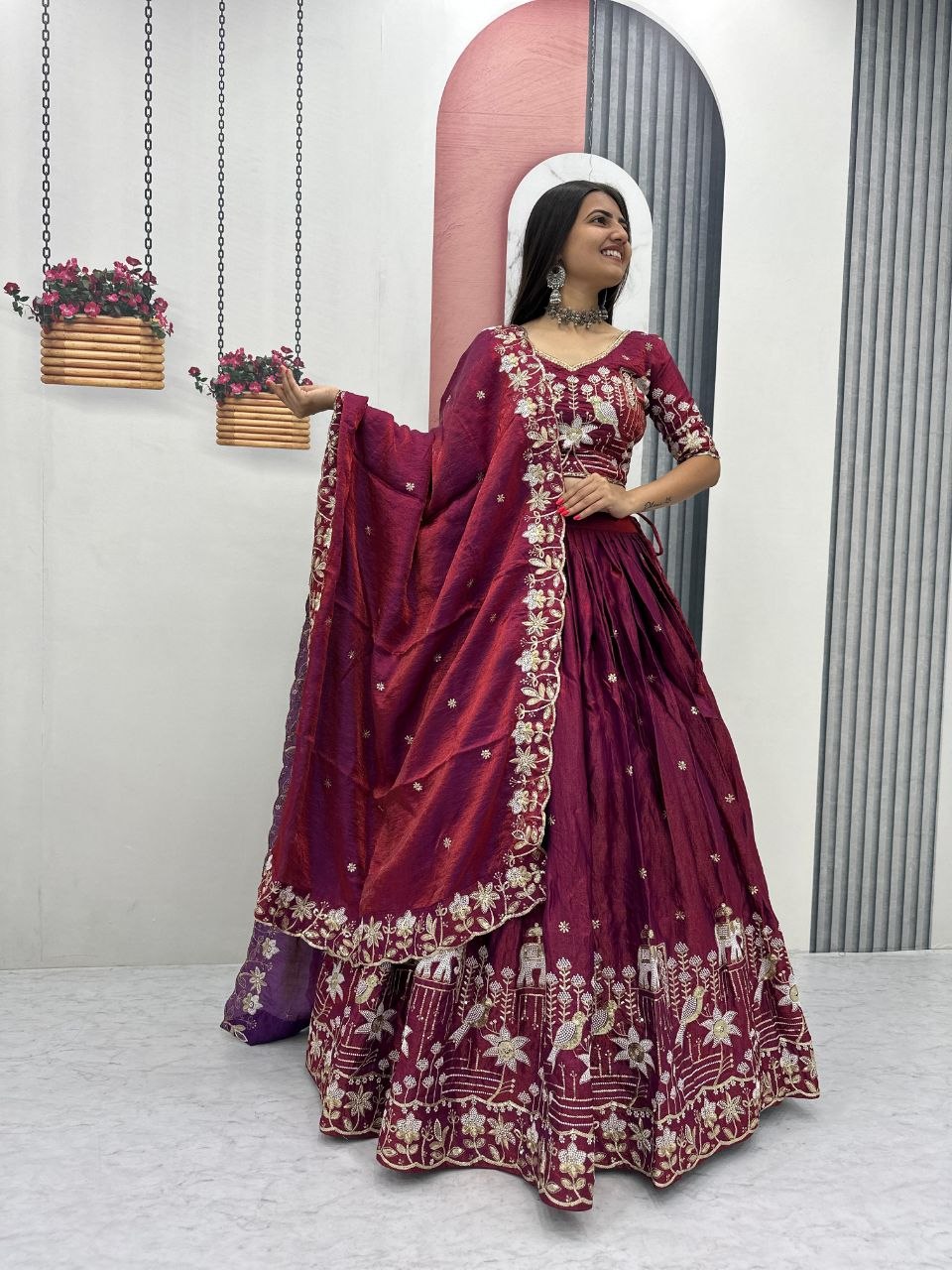 Zareen To Glass Silk Embroidery Lehenga Choli