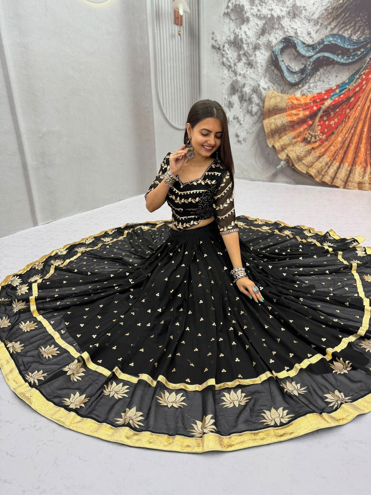 Inzara Fox Georgette Embroidery Lehenga Choli