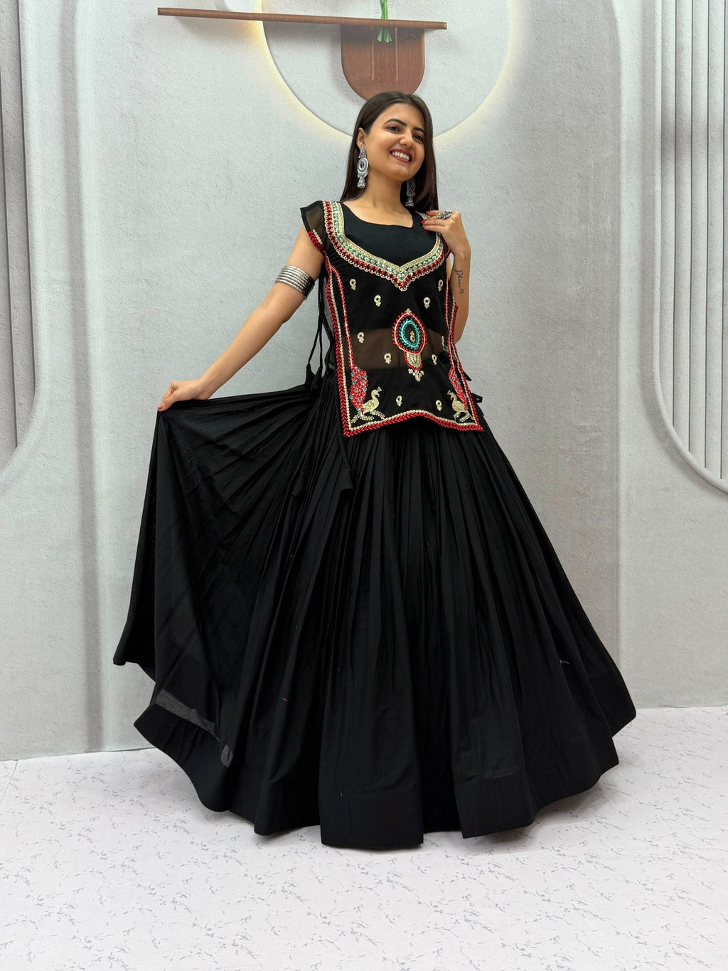 Eshwari Pure Khadi Cotton Embroidery Shrug Lehenga Choli