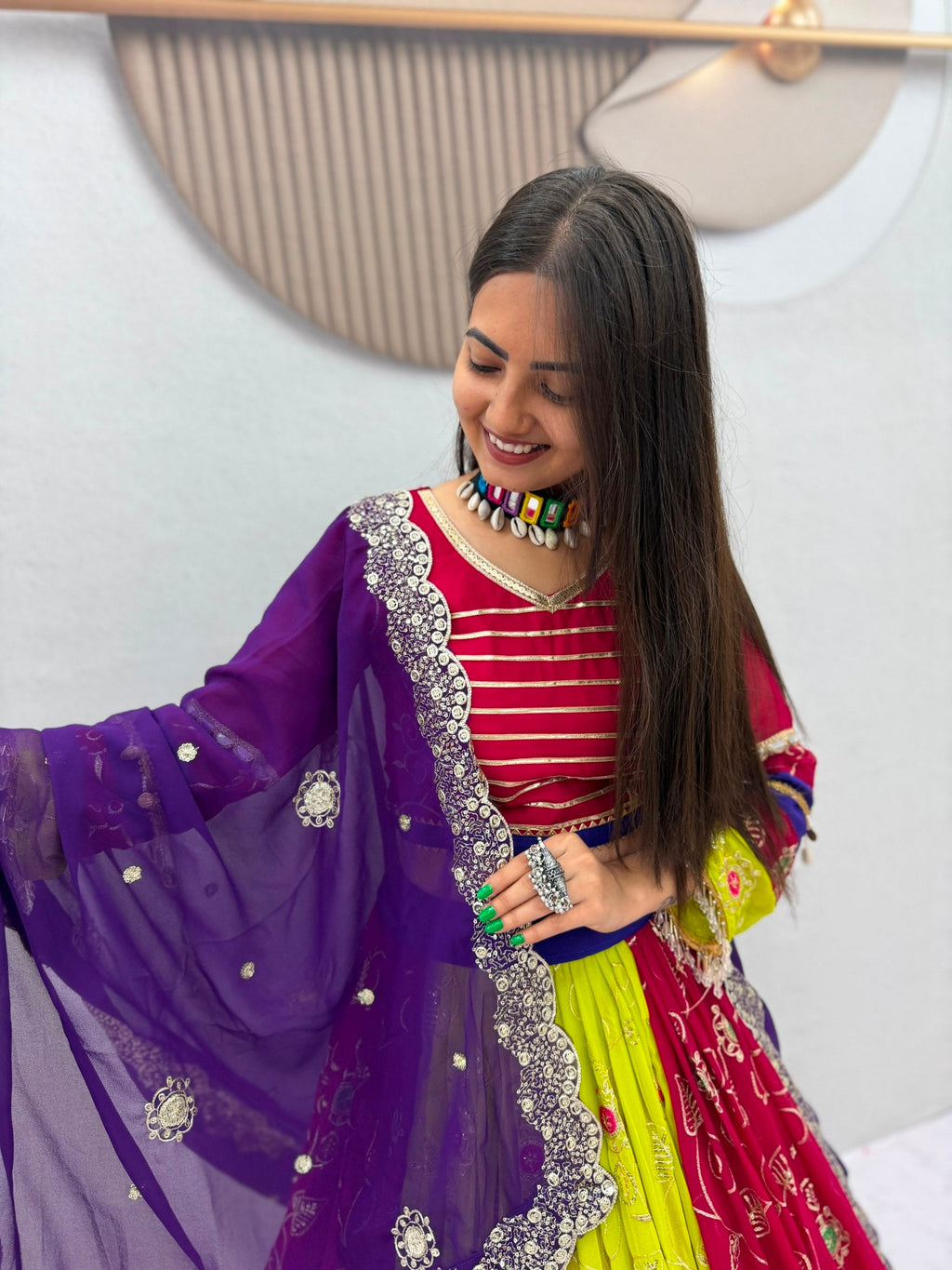 Ruhanika Fox Georgette Mirror Work Lehenga Choli