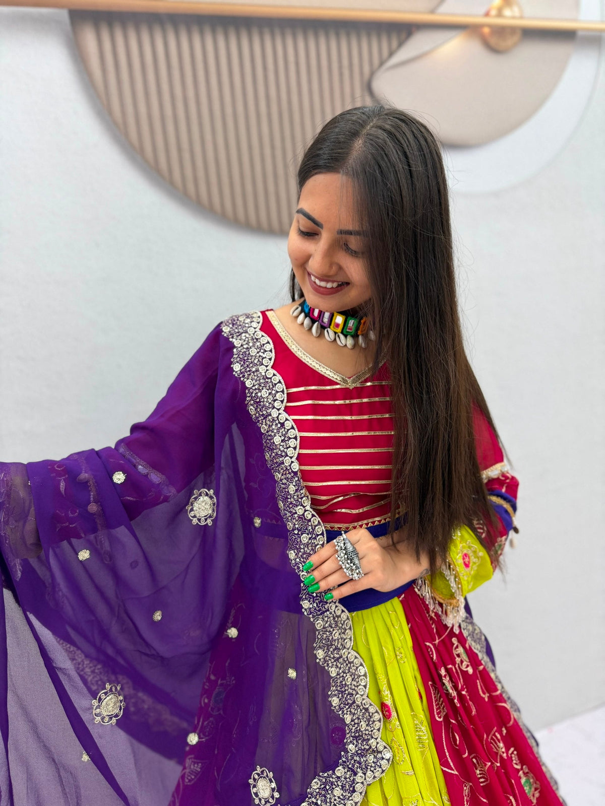 Ruhanika Fox Georgette Mirror Work Lehenga Choli