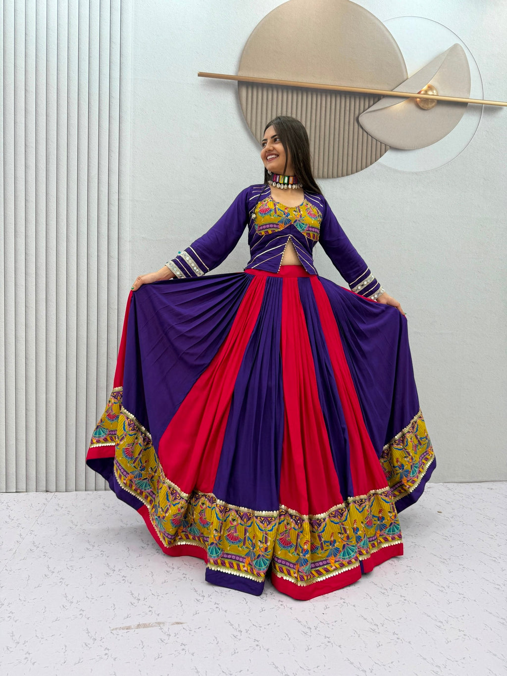 Samyukta Rion Cotton Mirror Work Lehenga Choli