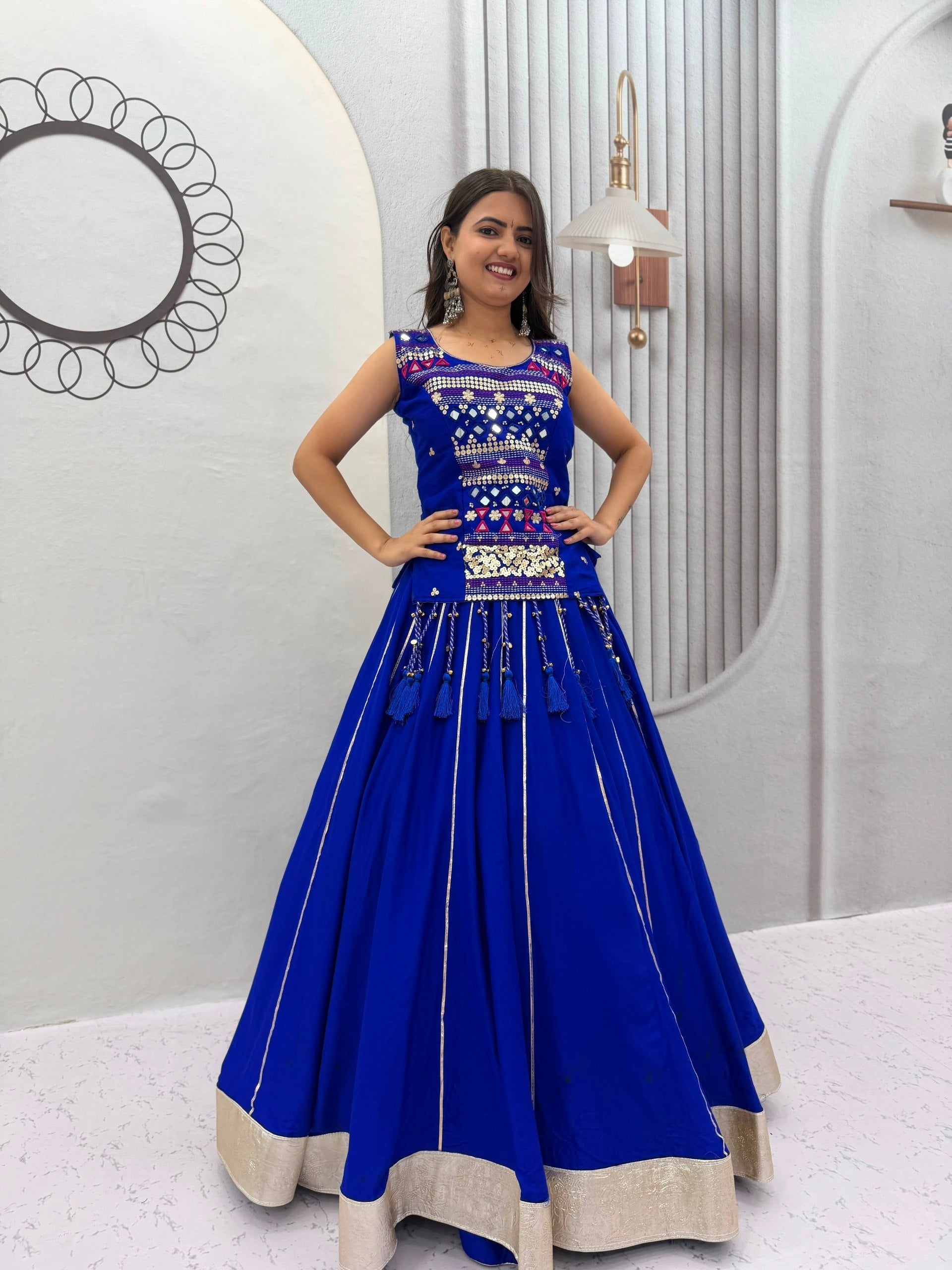 Arohi Pure Cotton Mirror Work Lehenga Choli