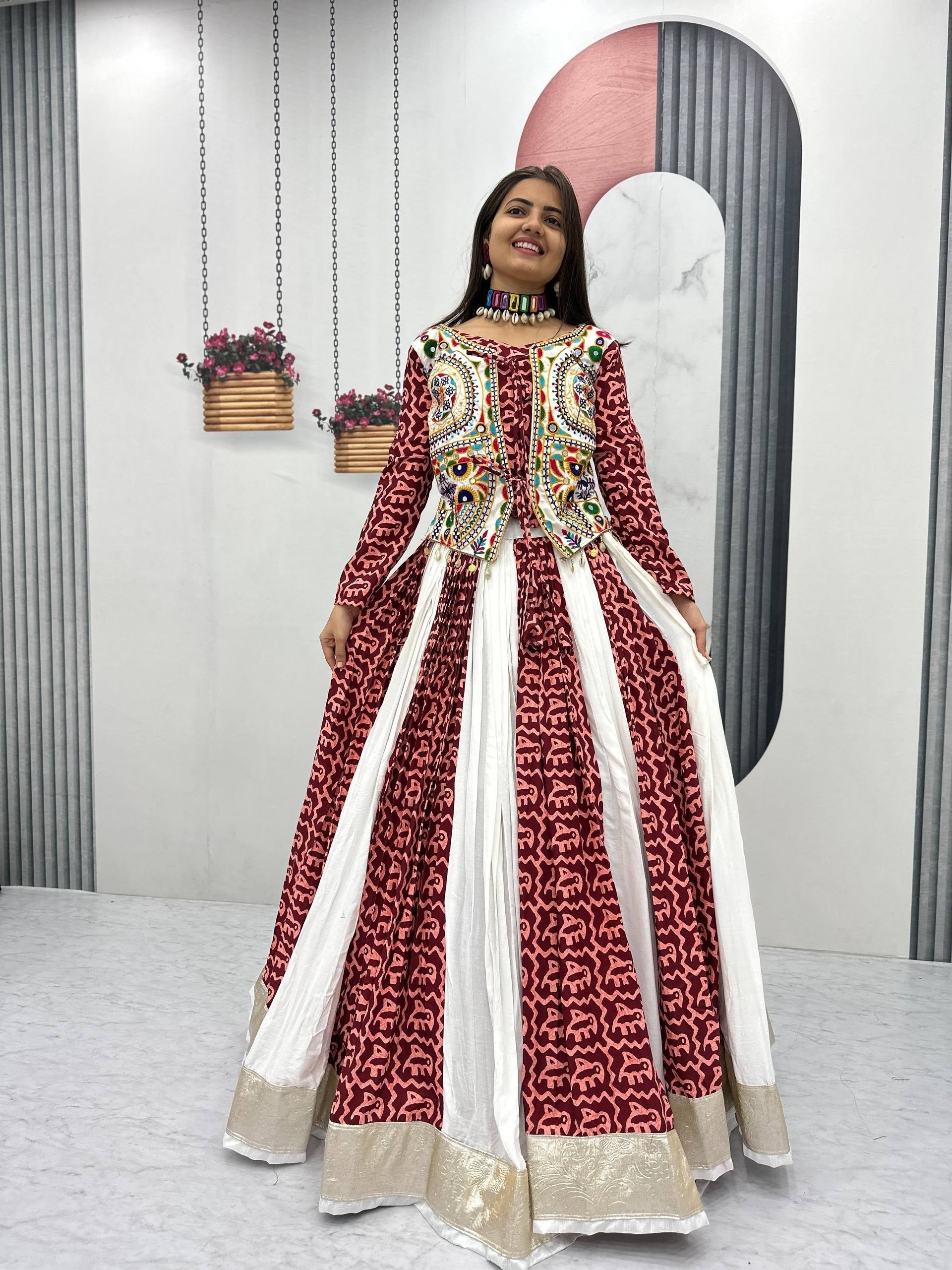 Saanvika Pure Cotton Gamathi Work Lehenga Choli
