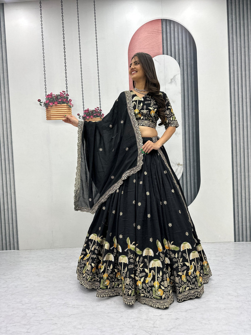 Prishaana Vichitra Silk Heavy Embroidery Lehenga Choli