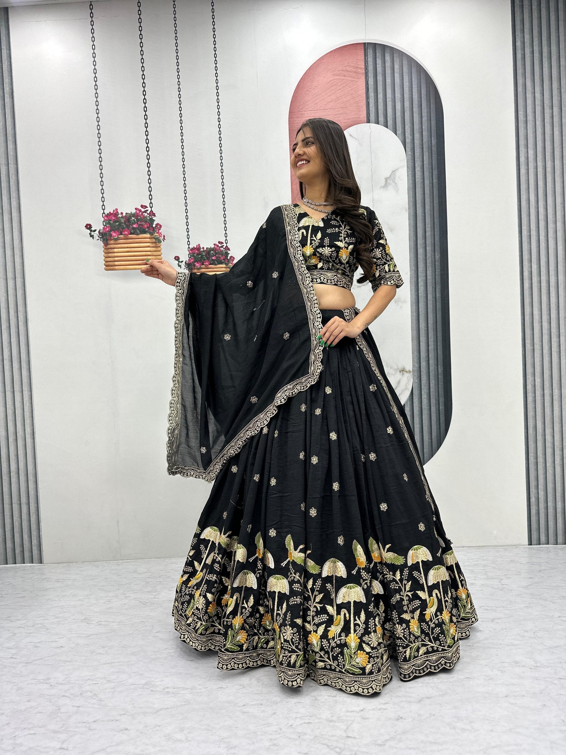 Prishaana Vichitra Silk Heavy Embroidery Lehenga Choli