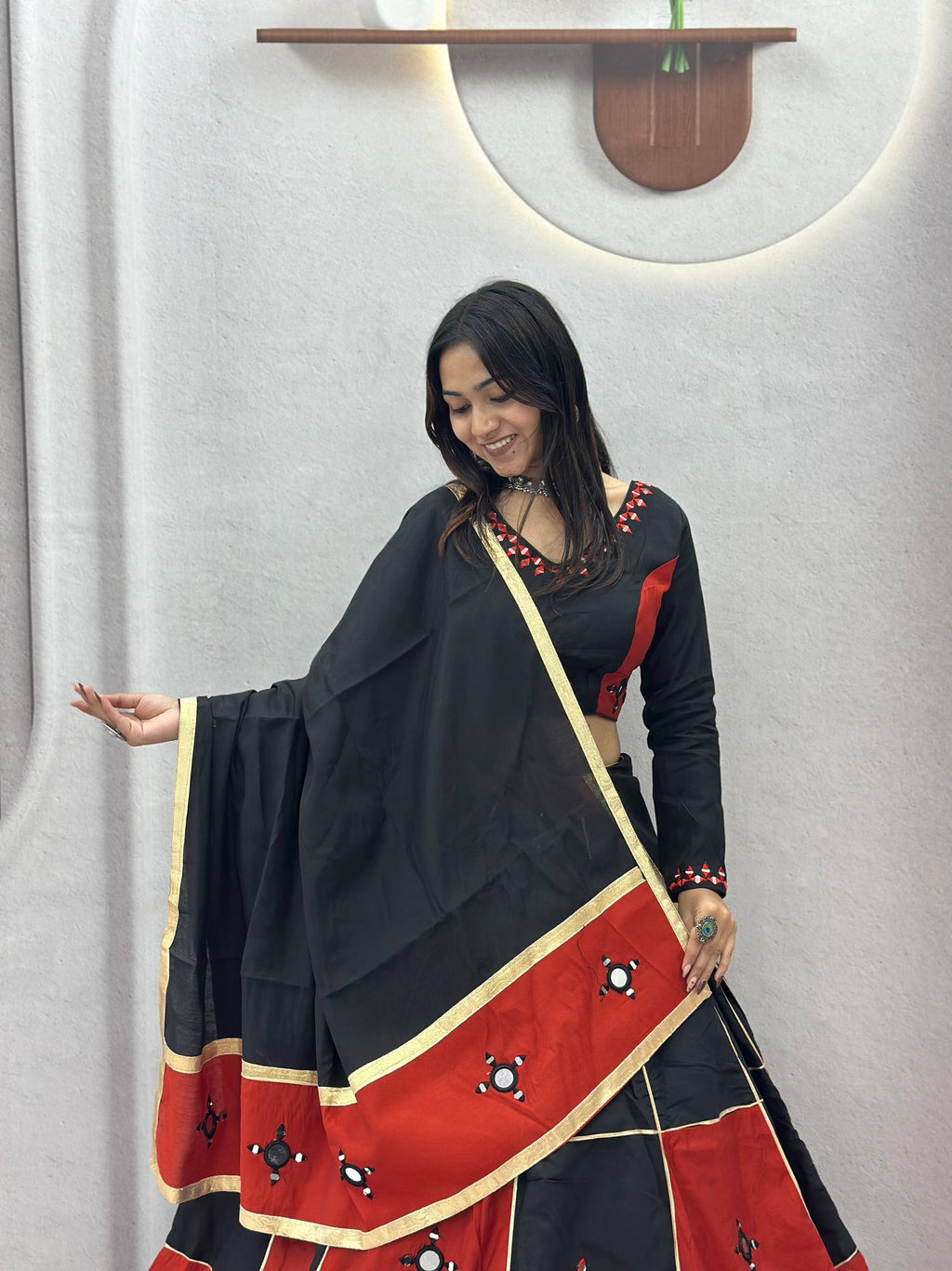 Ishani Pure Cotton Hand Mirror Lehenga Choli