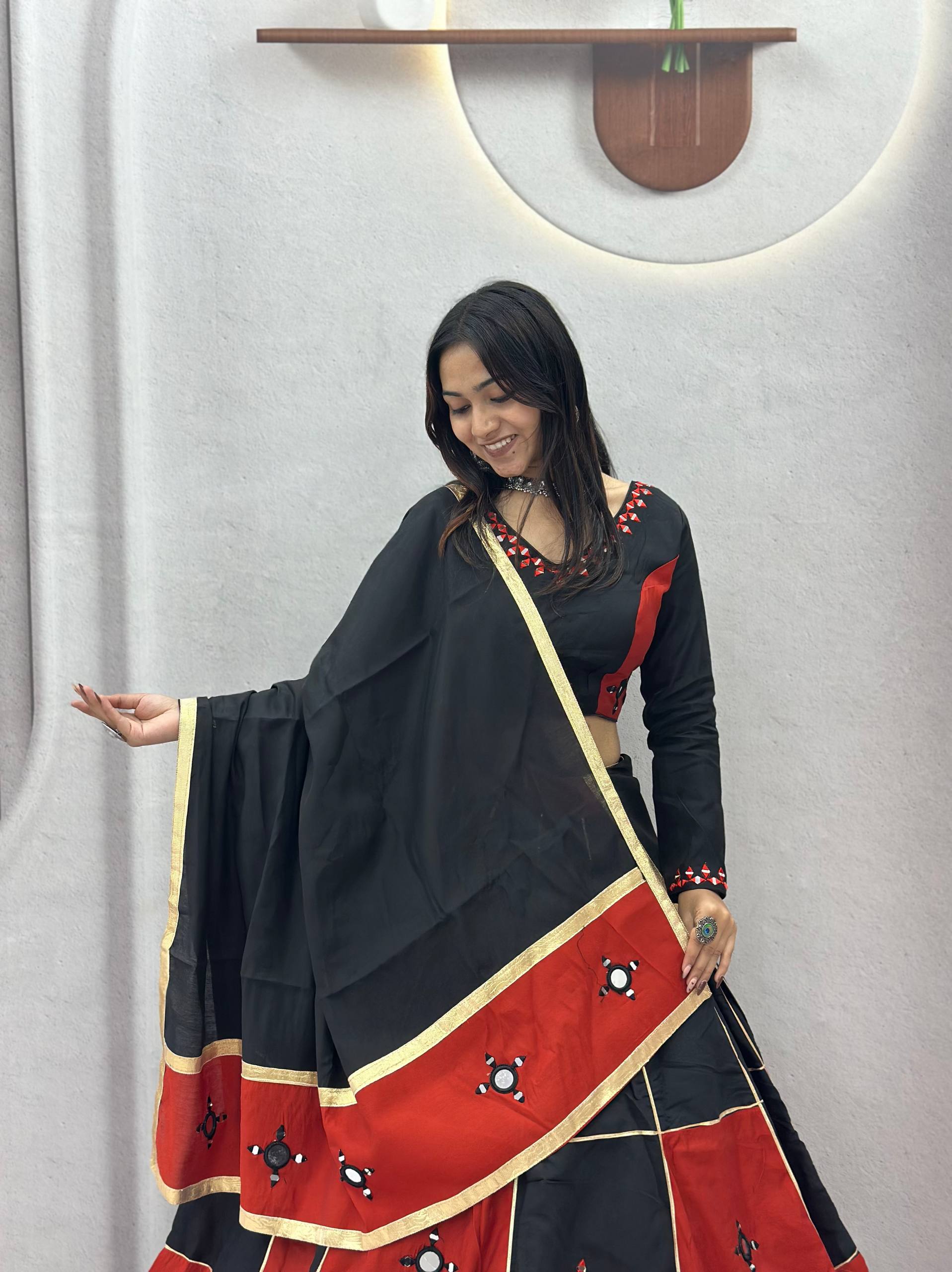 Ishani Pure Cotton Hand Mirror Lehenga Choli