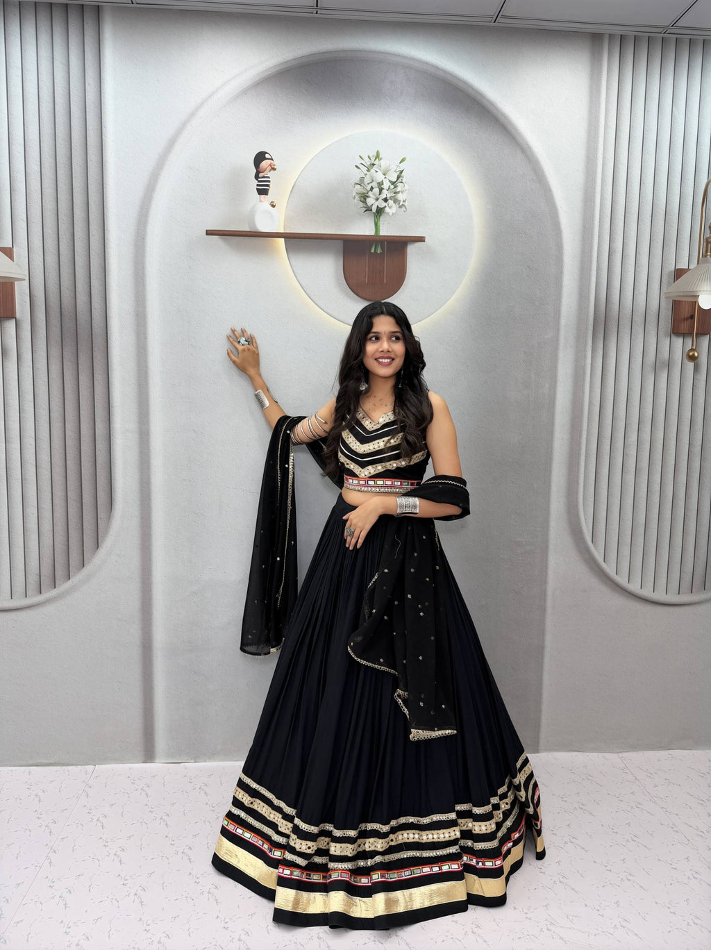 Nandini Pure Cotton Gamthi Mirror Lehenga Choli