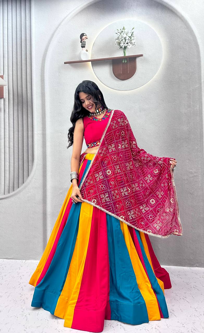 Trishala Pure Cotton Multicolour Kali Lehenga Choli
