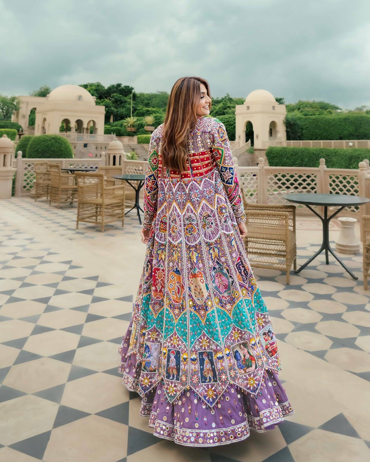 NAQOOSH DIGITAL PRINT REAL MIRROR WORK LEHENGA WITH KOTI