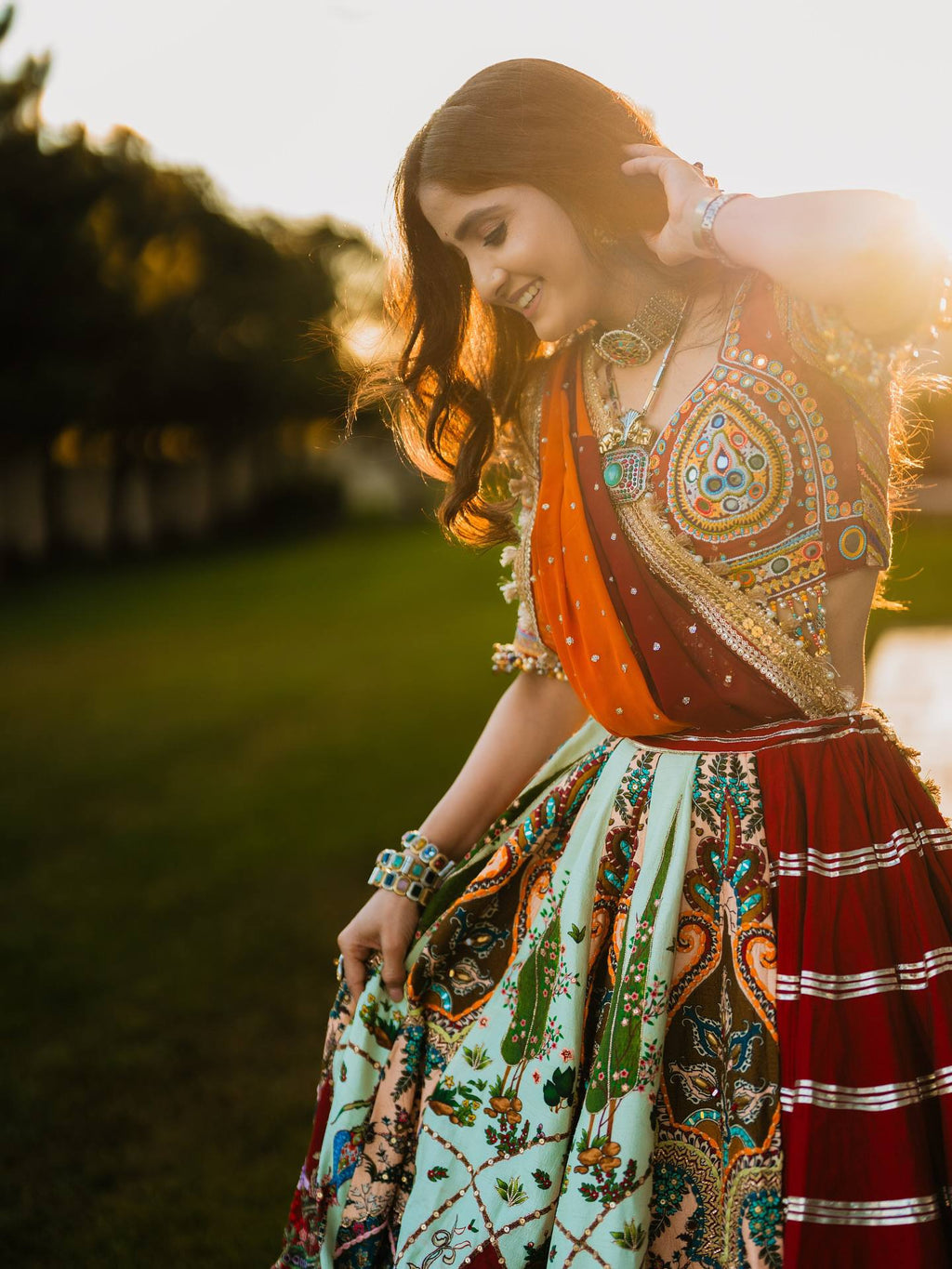 NAZISH MIRROR WORK LEHENGA CHOLI