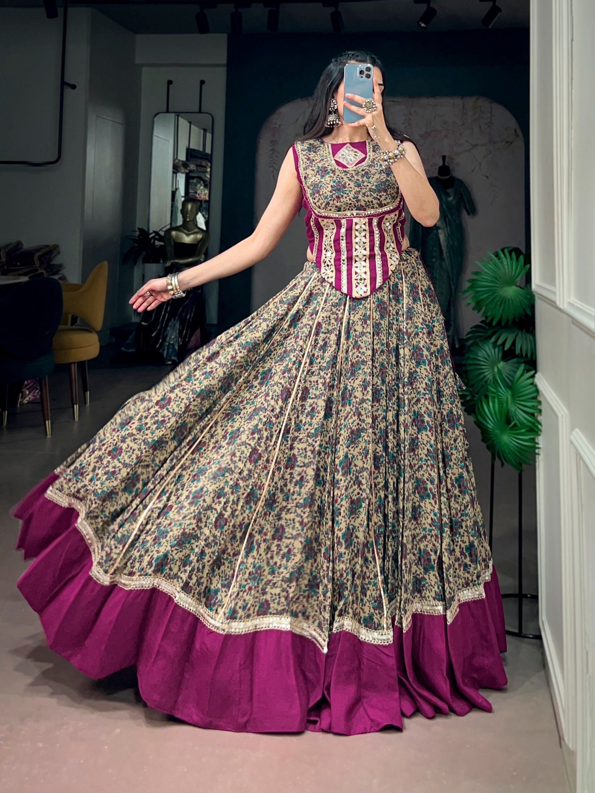 Siya Polyester Viscose Chanderi Lehenga