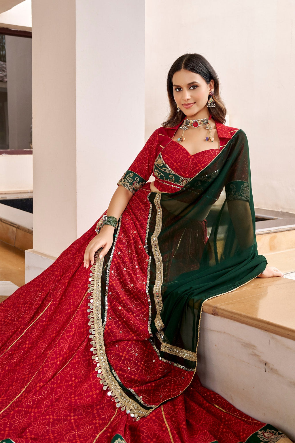Shanaya Georgette Bandhej Lehenga Choli