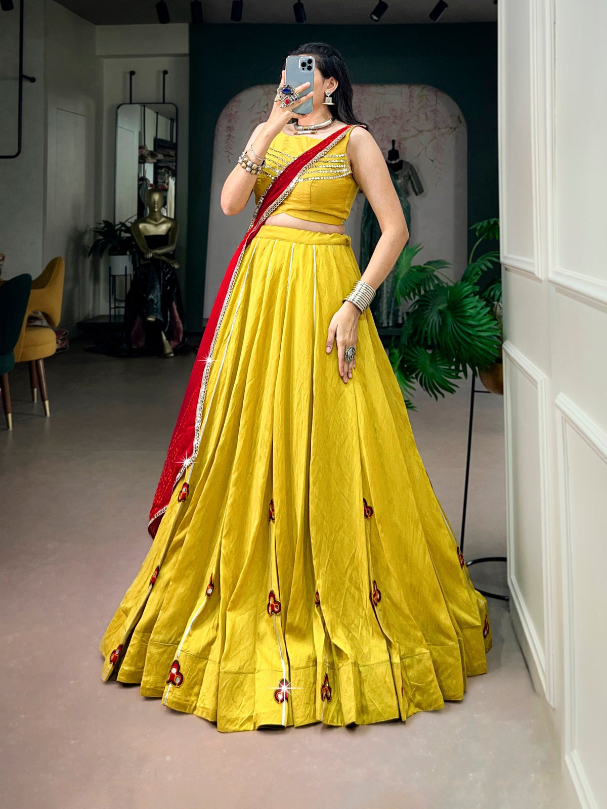 Nandini Chanderi Mirror Gamthi Lehenga Choli