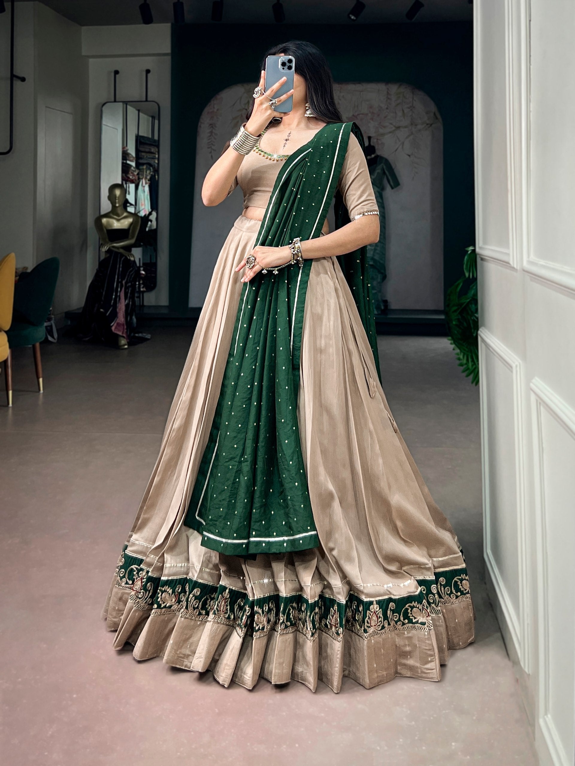 Mahika Chanderi Ghughri Mirror Lehenga Choli
