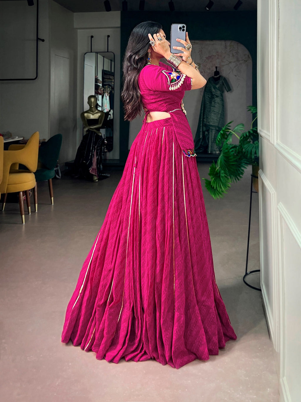 Vanya Georgette Gamthi Mirror Lehenga Choli