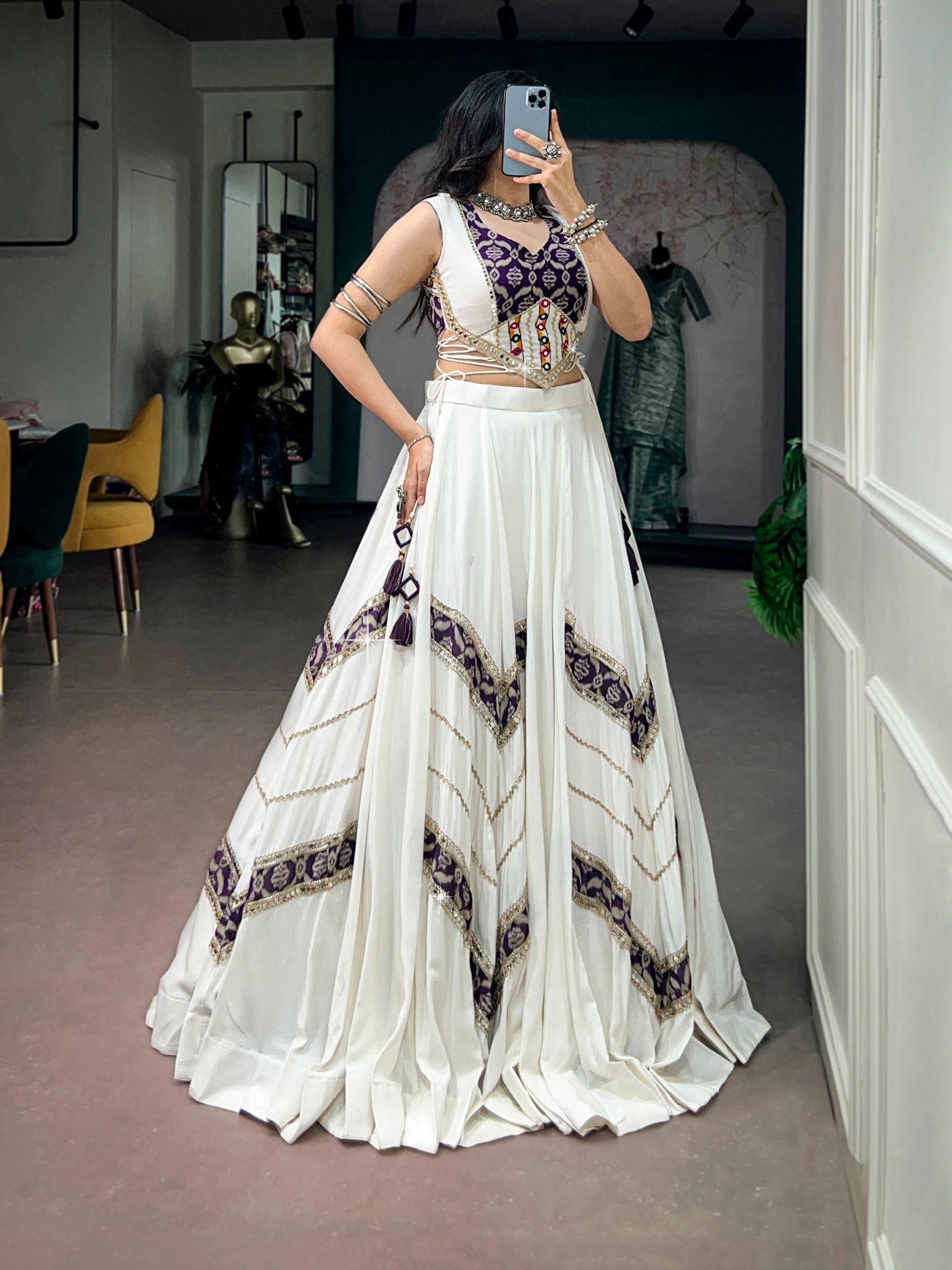 Prisha Rayon Gamthi Mirror Lehenga Choli