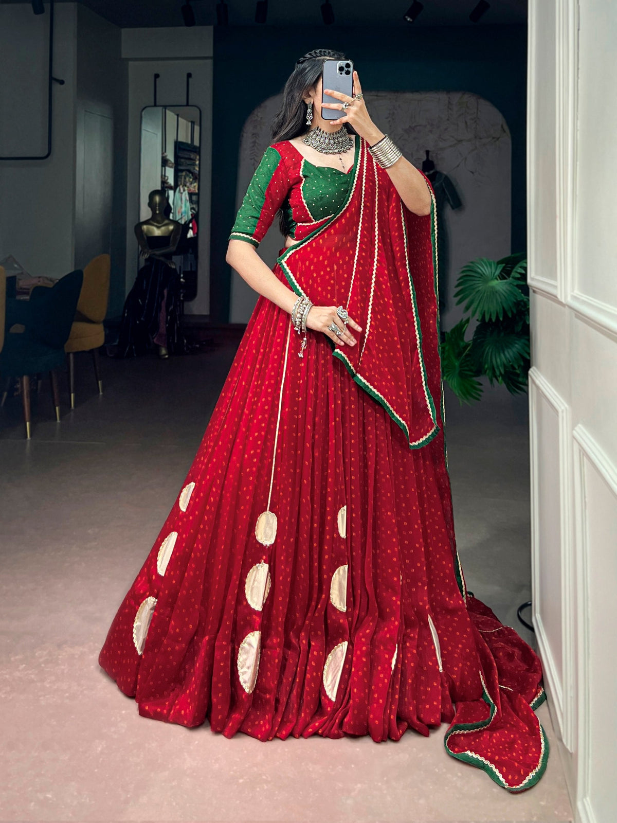 Kavisha Satin Chiffon Gotta Patch Lehenga Choli