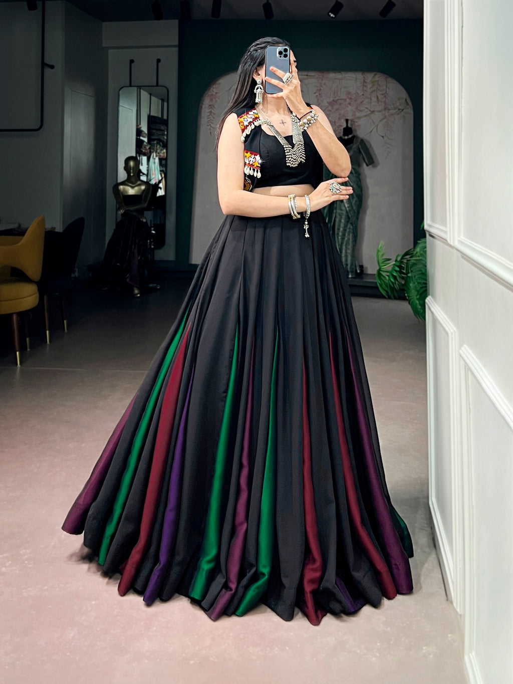 Tanisha Black Georgette Gamthi Lehenga Choli