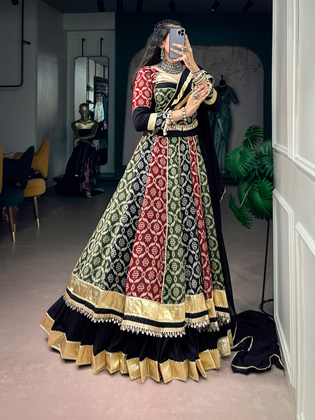 Aaradhya Rayon Heritage Print Lehenga Choli