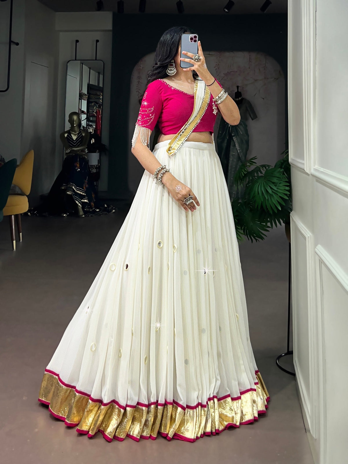 Anushka Rayon Mirror Work Lehenga Choli