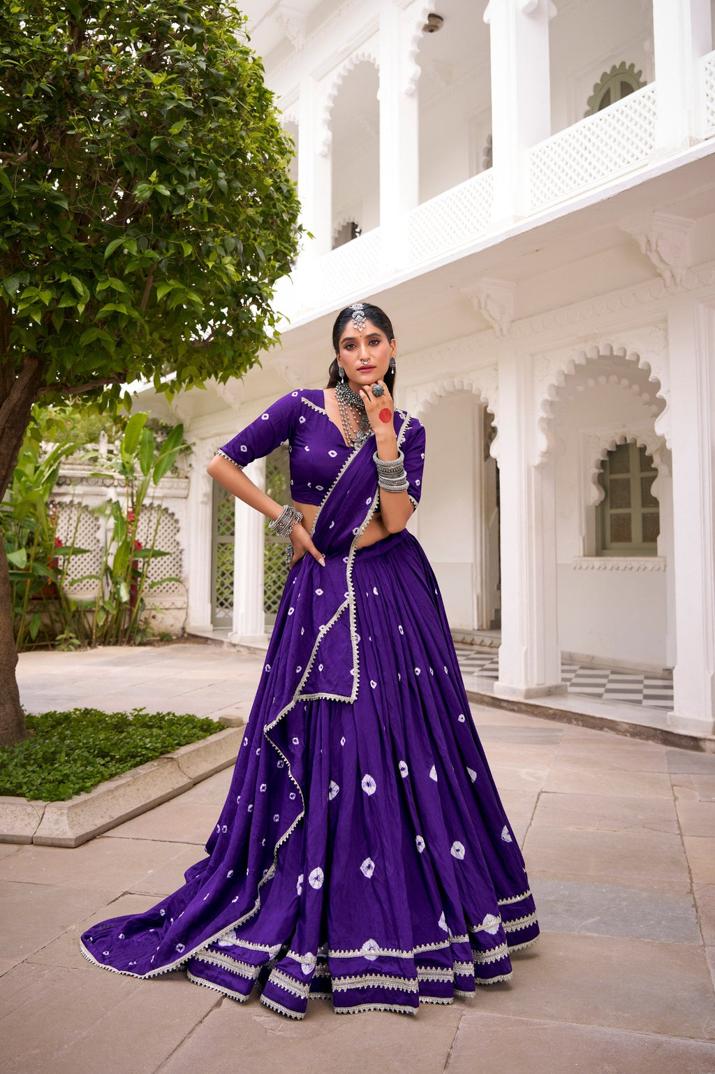 Diya Pure Chanderi Bandhej Lehenga Choli